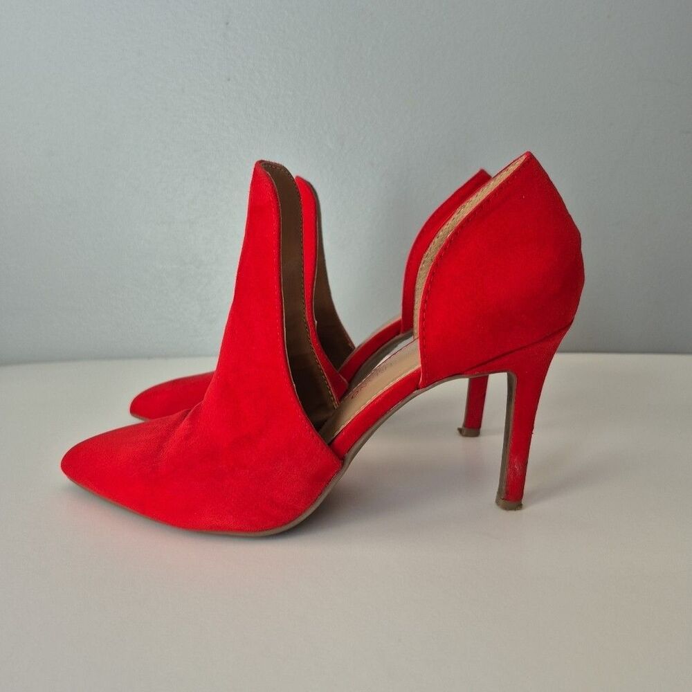 Christian Siriano for Payless Red Faux Suede Keira d"orsay Shootie Heels 6.5M